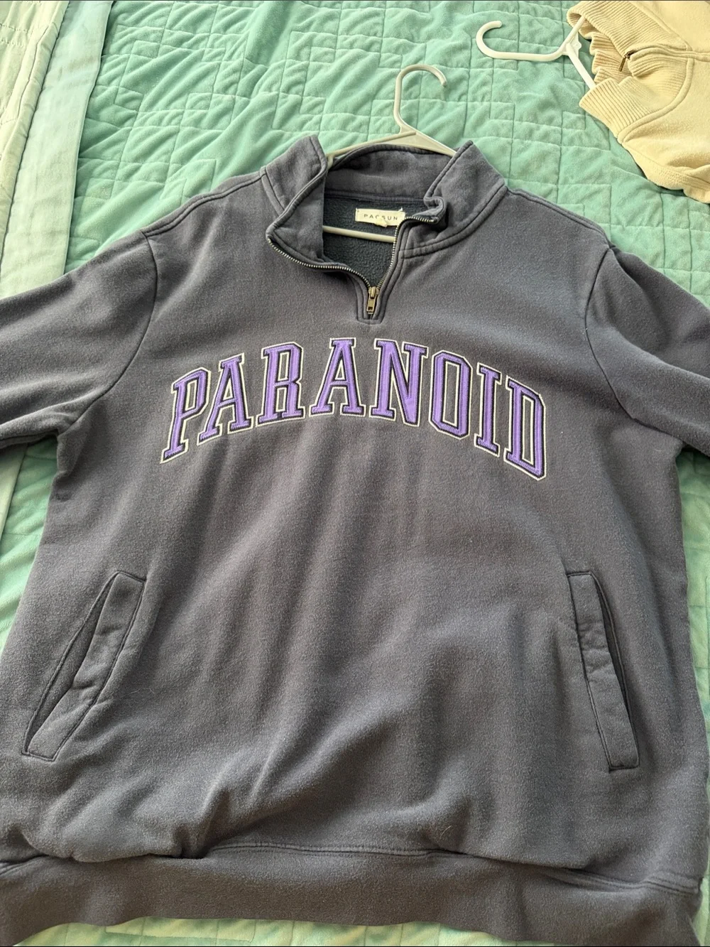PacSun Charcoal Gray Zip-Up Hoodie with White Label